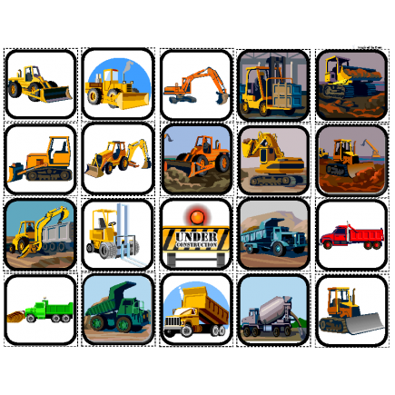 "Construction Vehicles" Picture Matching/Flashcards/Memory Game for Autism